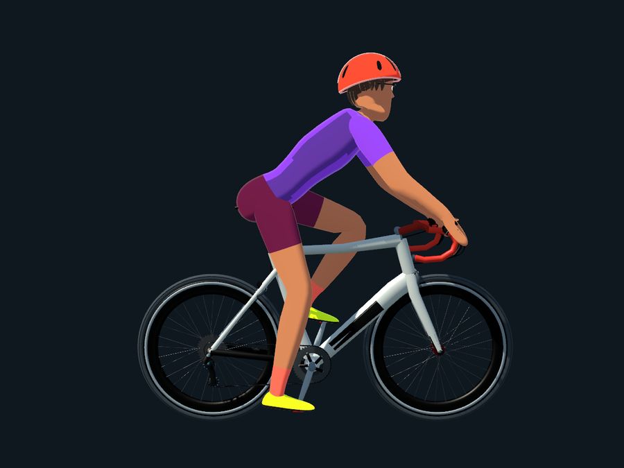 アニメ調のライダーがロードバイクに乗っている 3D モデル